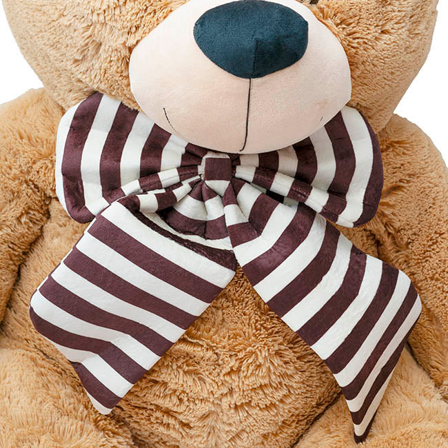 Wilson Giant Teddy Bear w Striped Bow Brown (115cmHT/80cmST)