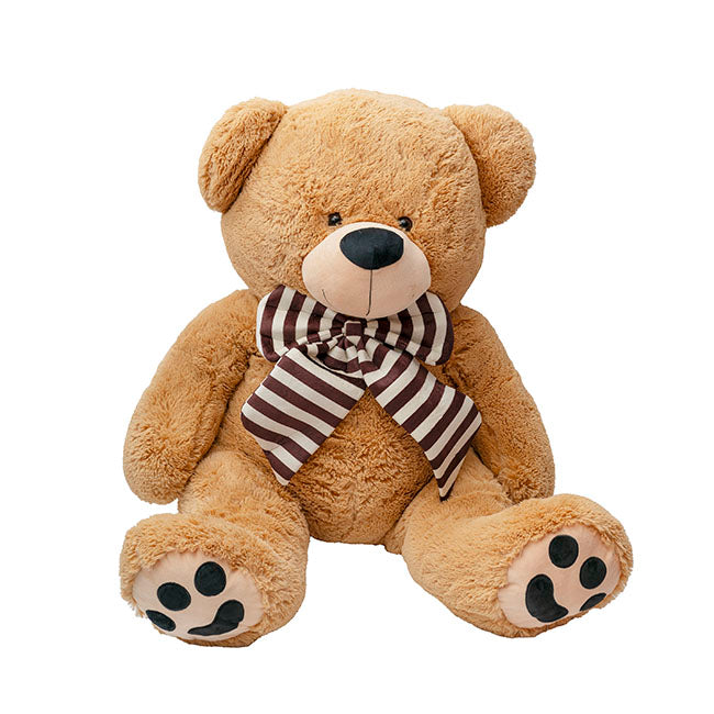 Giant Teddy Bear Wilson w Striped Bow Brown (115cmHT/80cmST)