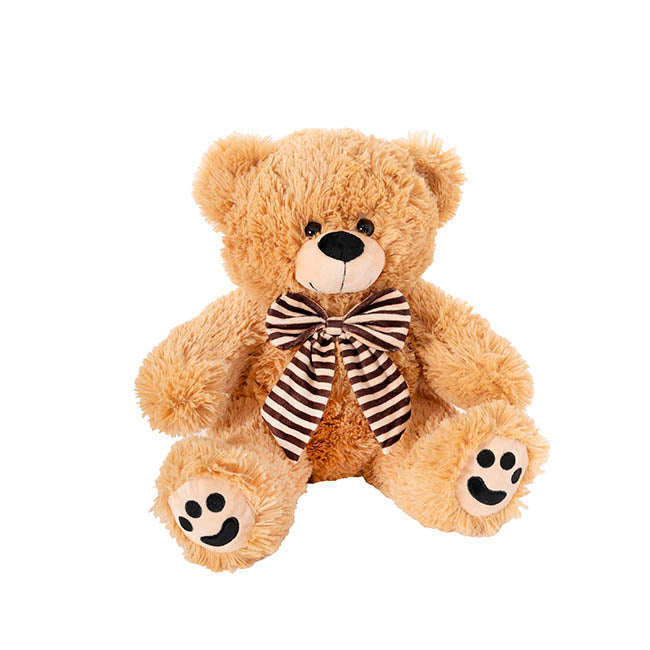 Teddy Bear Wilson w Striped Bow Brown (30cmST)