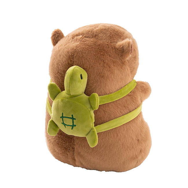 Capybara Sam w Turtle Backpack Plush Soft Toy Brown (30cmST)