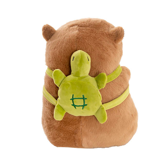 Capybara Sam w Turtle Backpack Plush Soft Toy Brown (30cmST)
