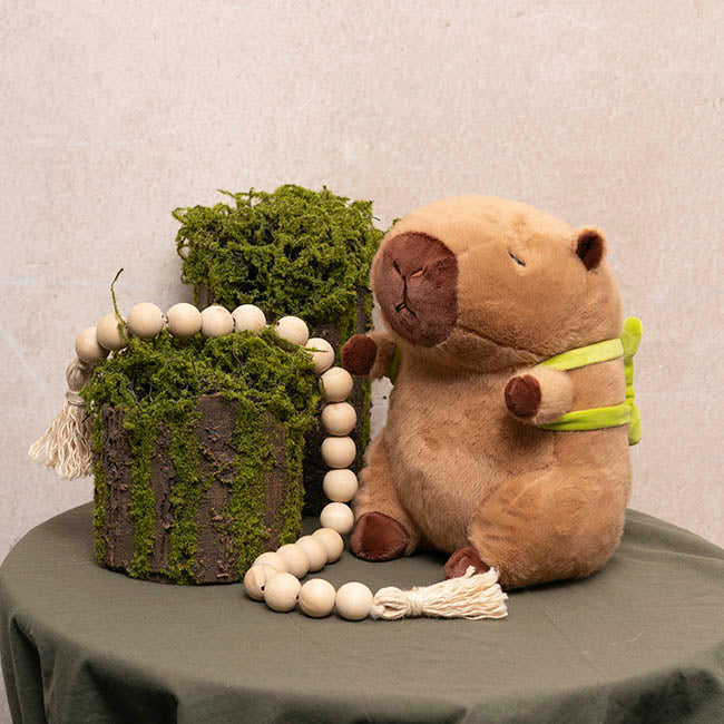 Capybara Sam w Turtle Backpack Plush Soft Toy Brown (30cmST)