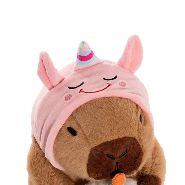 Capybara w Cupcake & Unicorn Hat Plush Toy Brown (25cmST)