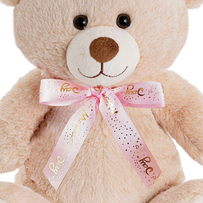 Oliver Teddy Bear w Mother's Day Bow Soft Beige (30cmST)
