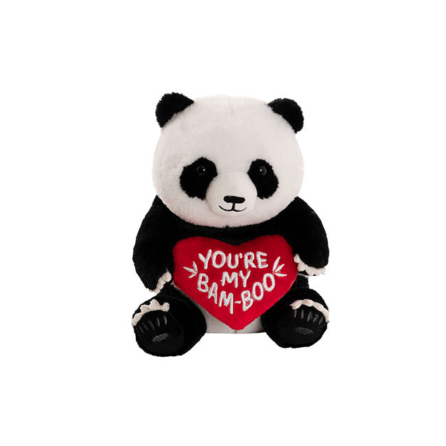 Panda Mei Mei w Red Heart Plush Soft Toy Black (20cmST)
