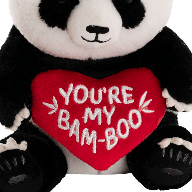 Panda Mei Mei w Red Heart Plush Soft Toy Black (20cmST)