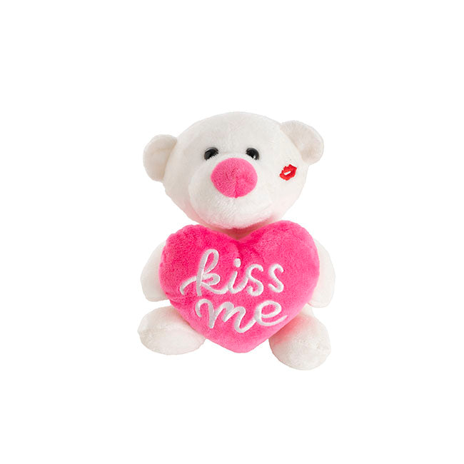 Kiss Me Teddy Bear Mini Plush Toy Pink & White (14cmST)