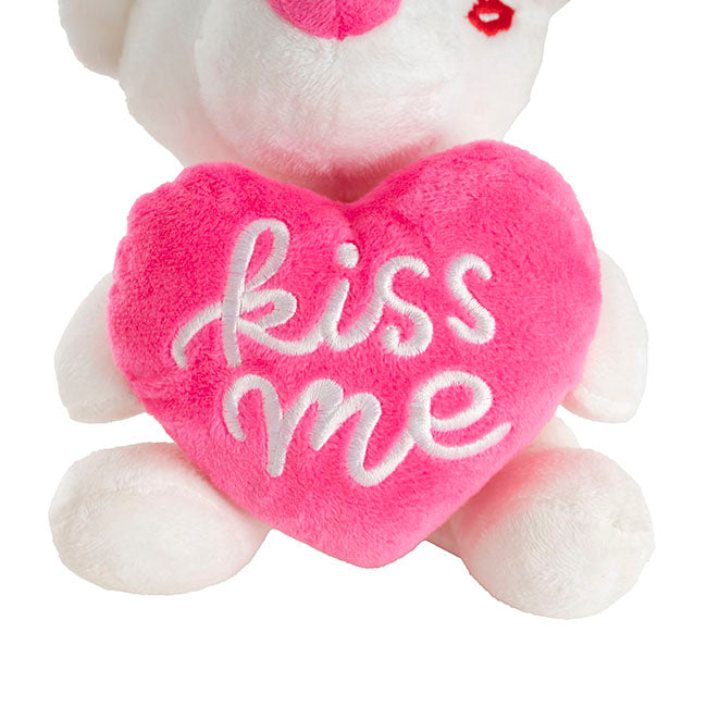 Kiss Me Teddy Bear Mini Plush Toy Pink & White (14cmST)