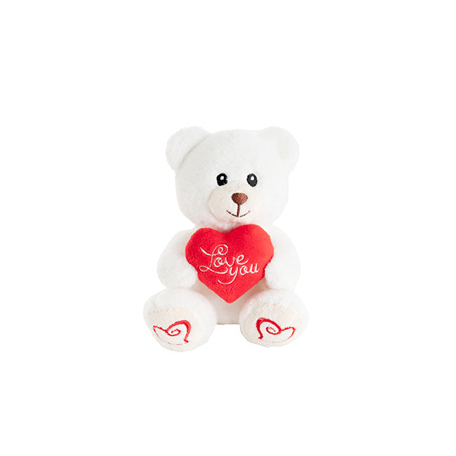 Mini Teddy Bear Alfie w Love You Heart White (14cmST)