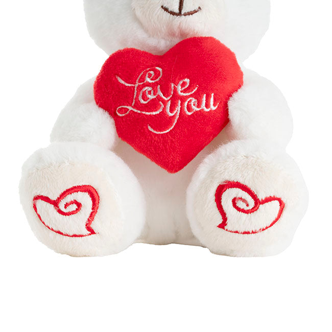 Mini Teddy Bear Alfie w Love You Heart White (14cmST)