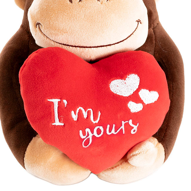 Champ Mini Gorilla Plush Toy w I'm Yours Heart Brown(15cmST)