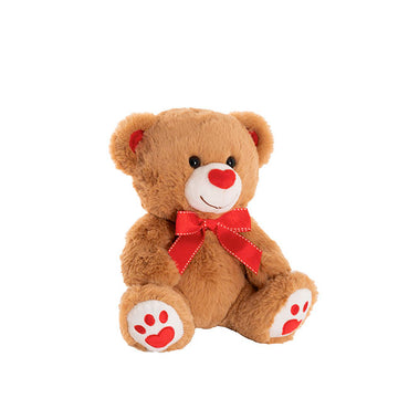 Sweetheart Teddy Bear Molly w Red Nose & Bow Brown (25cmST)