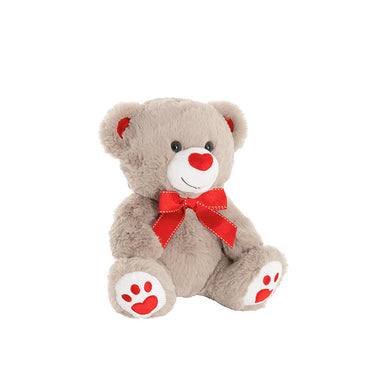 Sweetheart Teddy Bear Molly w Red Nose & Bow Grey (25cmST)