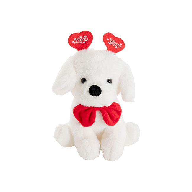 Love You Puppy Snowball Plush Soft Toy White (20cmST)