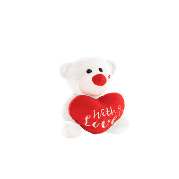 Mini Teddy Bear w With Love Heart Plush Toy White (14cmST)