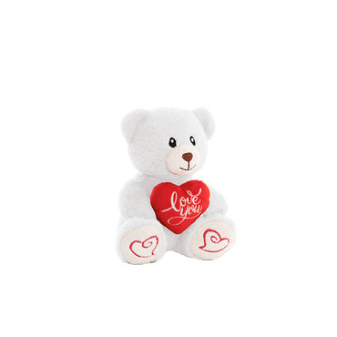 Mini Teddy Bear Alfie w Love You Heart Plush White (14cmST)
