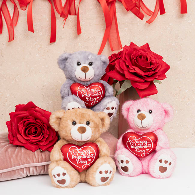 Teddy Bear Josh w Happy Valentine's Day Heart Pink (20cmST)