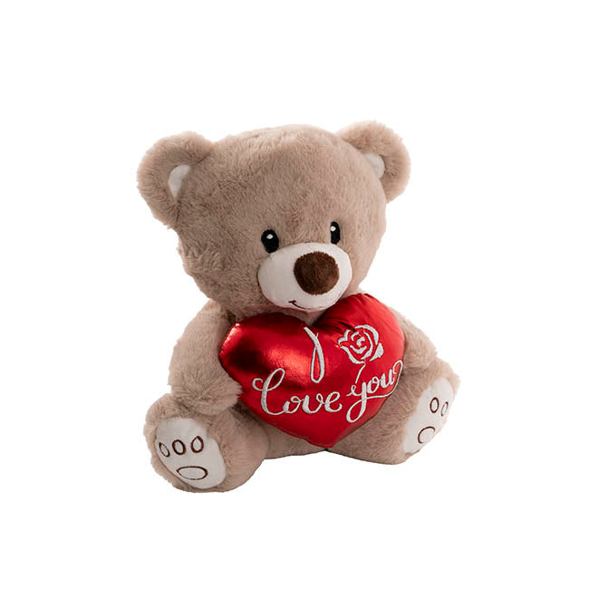 Teddy Bear Theo w I Love You Heart Grey (25cm.ST)