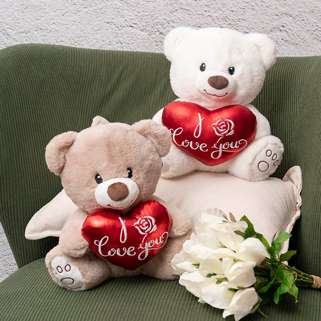 Teddy Bear Theo w I Love You Heart Grey (25cm.ST)