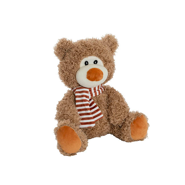 Grizzly Bear Miles Plush Soft Toy w Scarf Brown (25cmST)