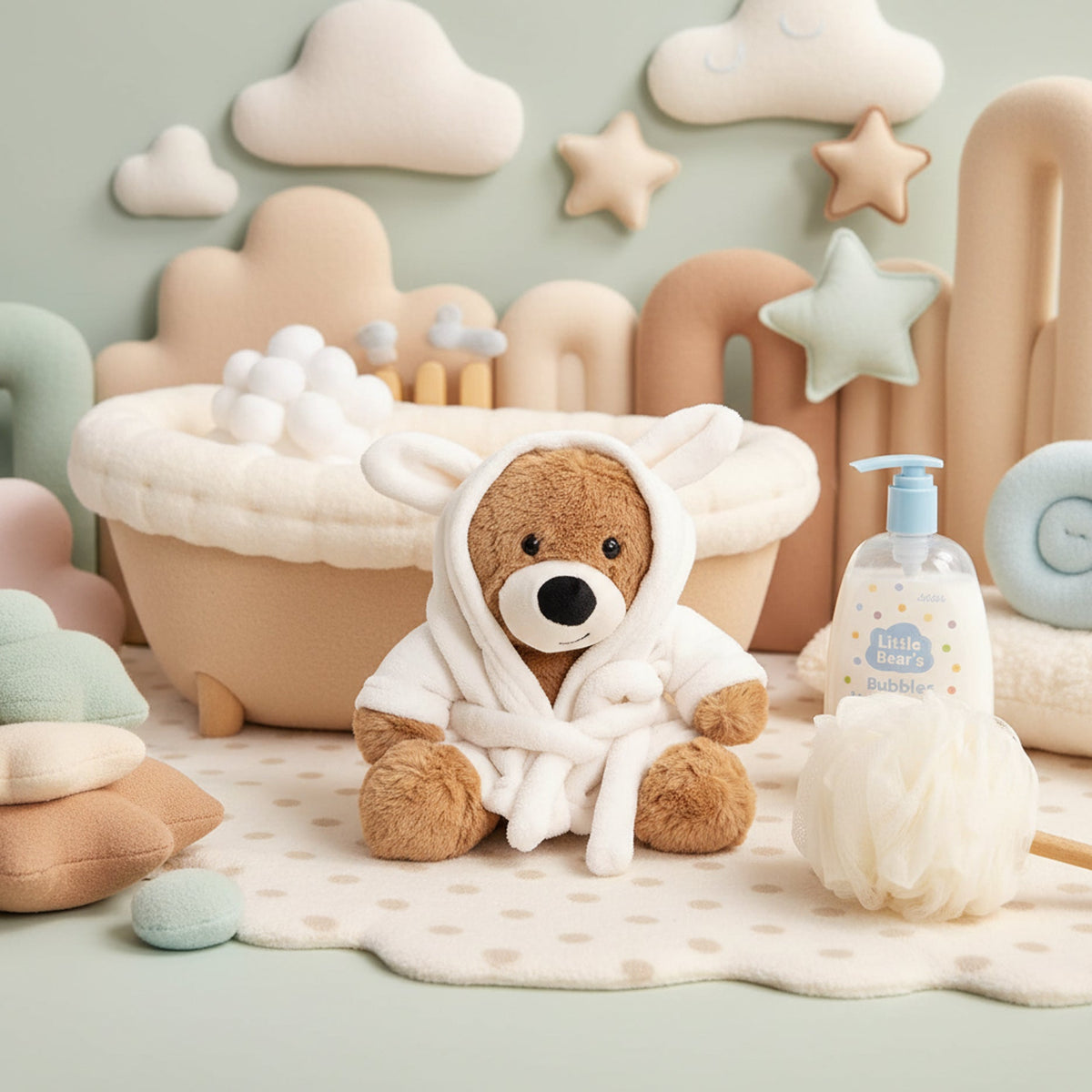 Teddy Bear Myles w Bathrobe Brown (25cmST)