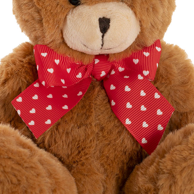 Eco Teddy Bear Luca w Red Bow Hazel Brown (15cm.ST)