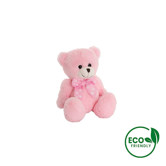 Luca Eco Teddy Bear w Bow Pink (15cm.ST)