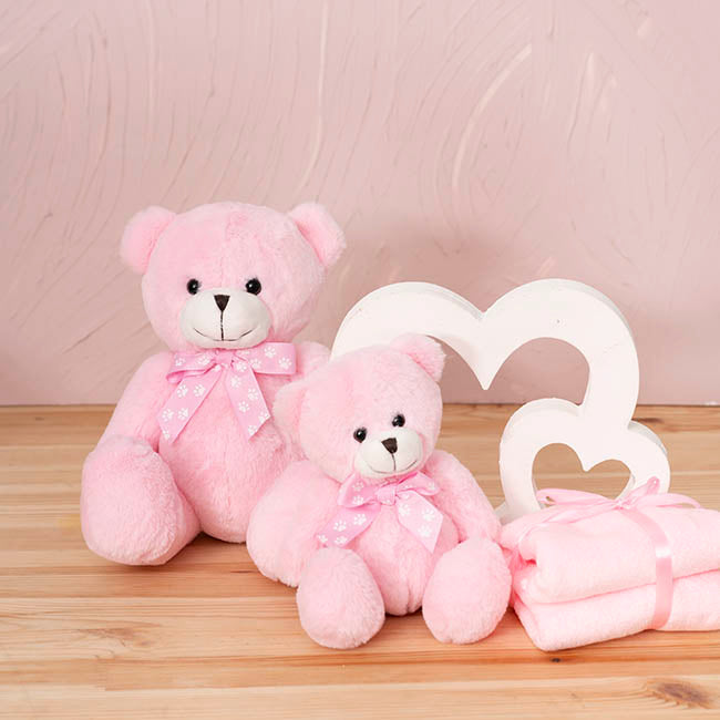 Luca Eco Teddy Bear w Bow Pink (15cm.ST)