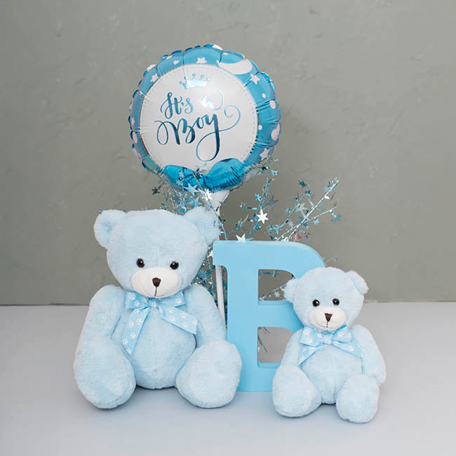 Luca Eco Teddy Bear w Bow Blue (20cm.ST)