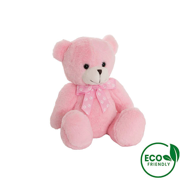 Luca Eco Teddy Bear w Bow Pink (20cm.ST)