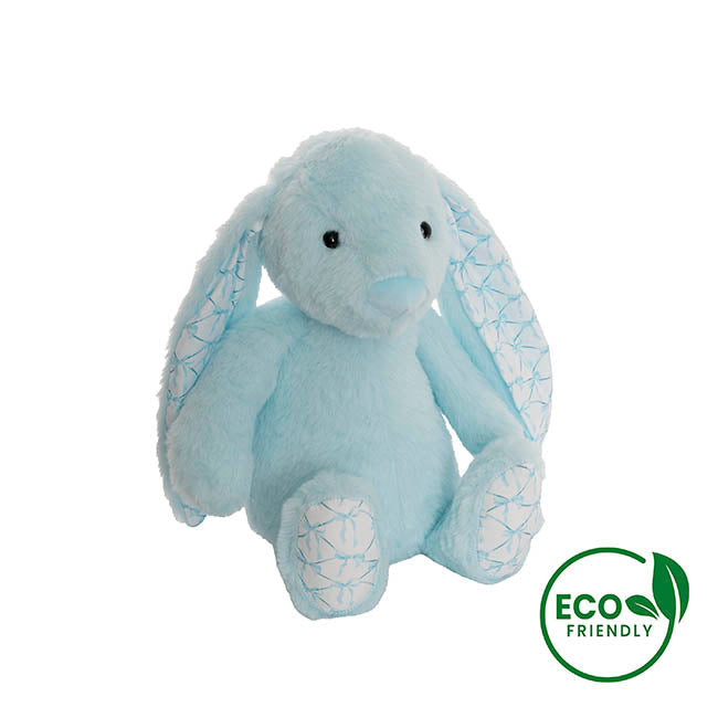 Petals Bunny w Bow Pattern Eco Plush Blue (28cm.ST)