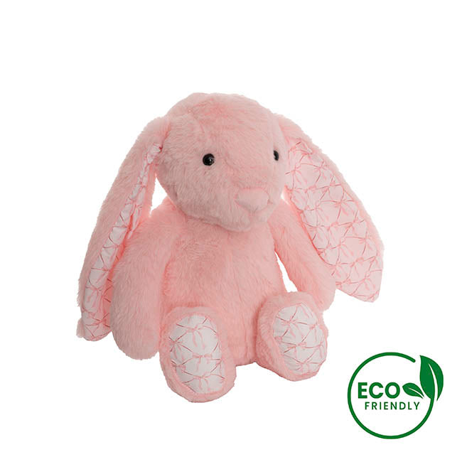 Petals Bunny w Bow Pattern Eco Plush Pink (28cm.ST)