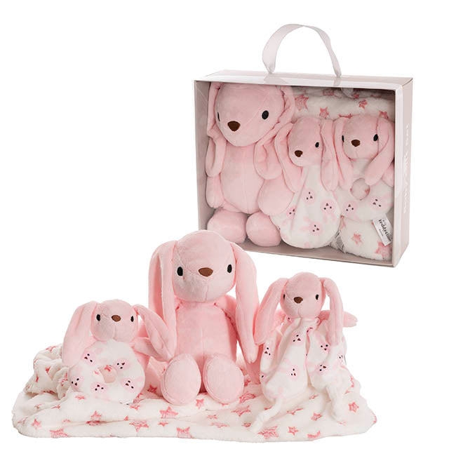 Flopsy Bunny Gift Set Accessories & Blanket Pink (23cmST)