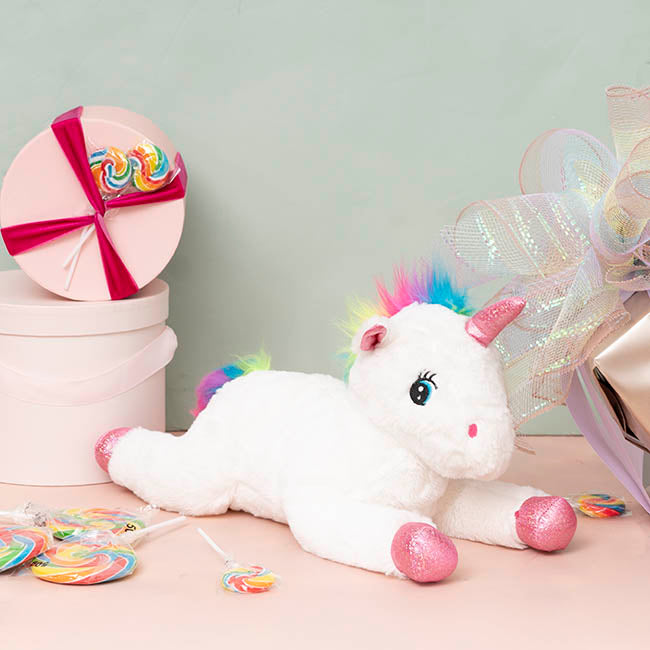 Unicorn Pixie Plush Soft Toy White (40x15x20cmH)
