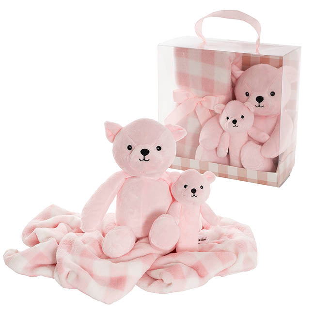 Teddy Bear Brody, BB Stick & Blanket Gift Pack Pink (25cmH)