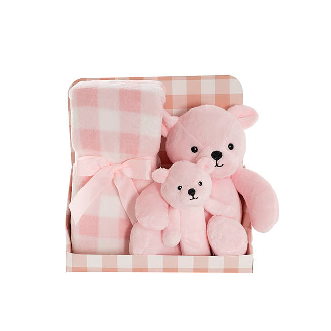 Teddy Bear Brody, BB Stick & Blanket Gift Pack Pink (25cmH)
