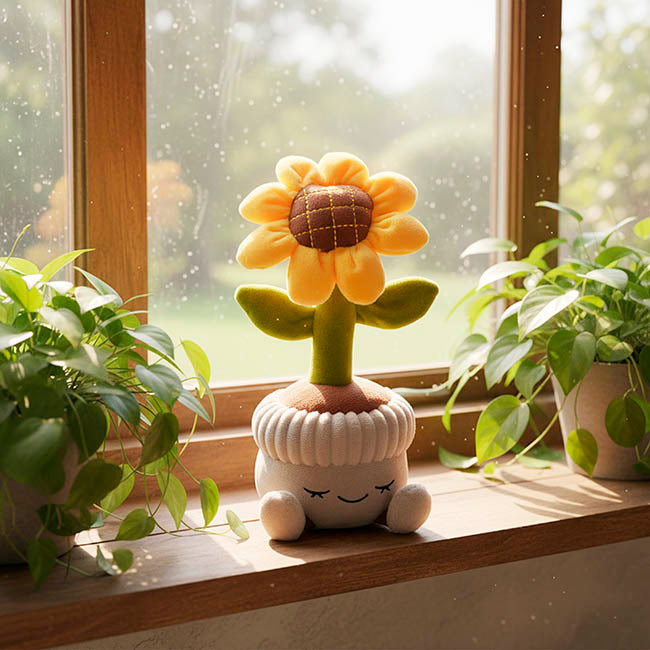 Plush Potted Sunflower Soft Toy Yellow (30cmHT)