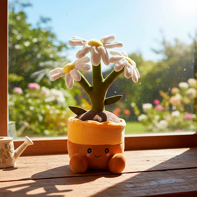 Plush Potted Daisy Soft Toy White (33cmHT)