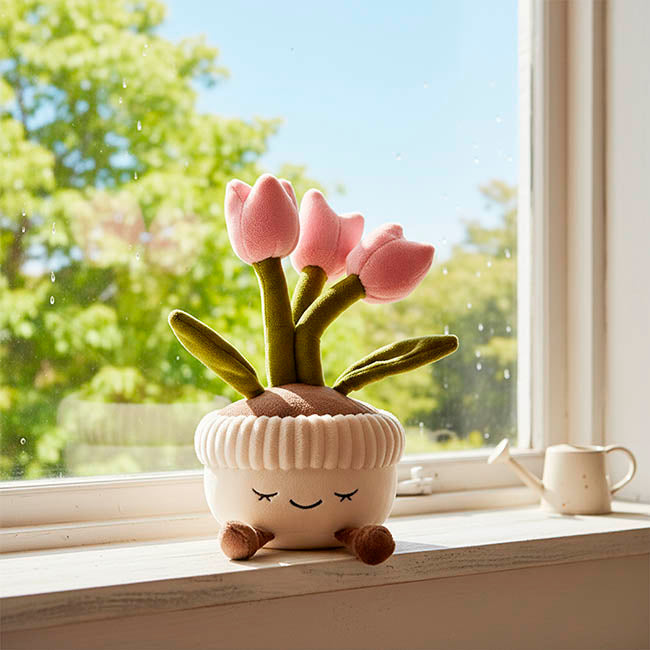 Plush Potted Tulips Soft Toy Soft Pink (25cmHT)