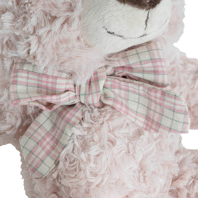 Elliot Teddy Bear w Bow Baby Pink (23cmST)