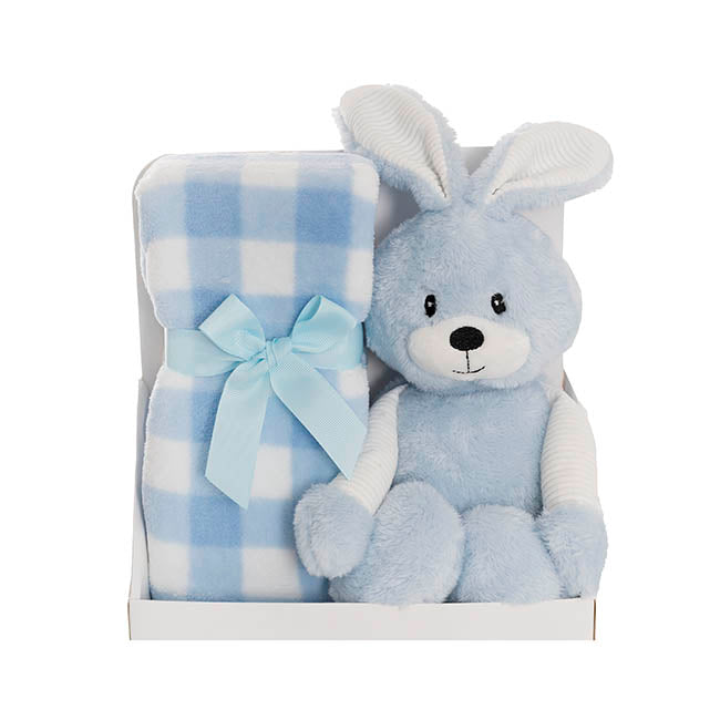 Bunny Flops & Blanket Gift Pack Baby Blue (25x12x25cm)