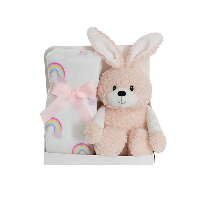 Bunny Flops & Blanket Gift Pack Peach (25x12x25cm)