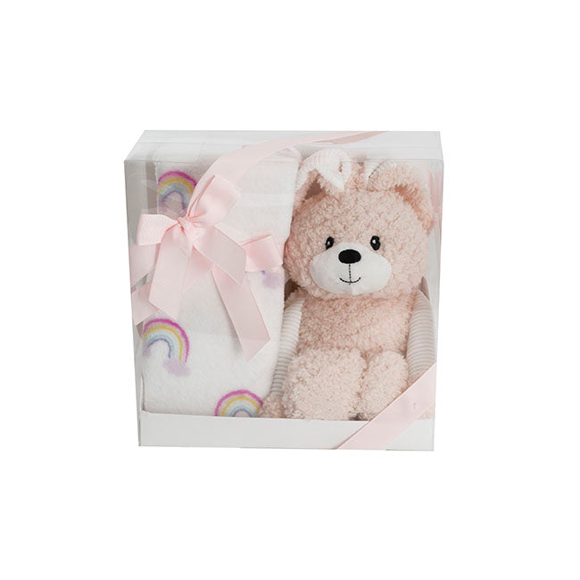 Bunny Flops & Blanket Gift Pack Peach (20x18x26cm)
