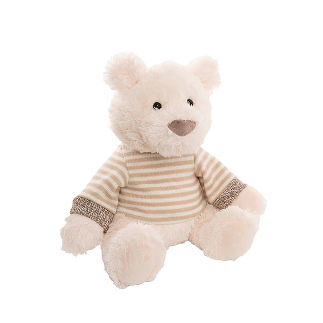 Teddy Bear Frank w Knitted Top Plush Soft Toy White (35cmST)