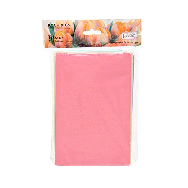 Tissue Paper M Pack 24 Acid Free 17gsm Mix Pastels (50x75cm)