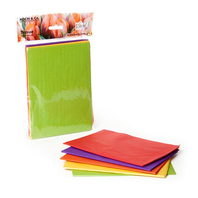 Tissue Paper M Pack 24 Acid Free 17gsm Mix Brights (50x75cm)