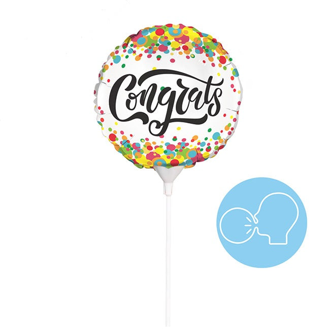 Foil Balloon 9" (22.5cmD) Confetti Congrats