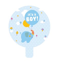 Foil Balloon 9" (22.5cmD) Elephant It's a Boy