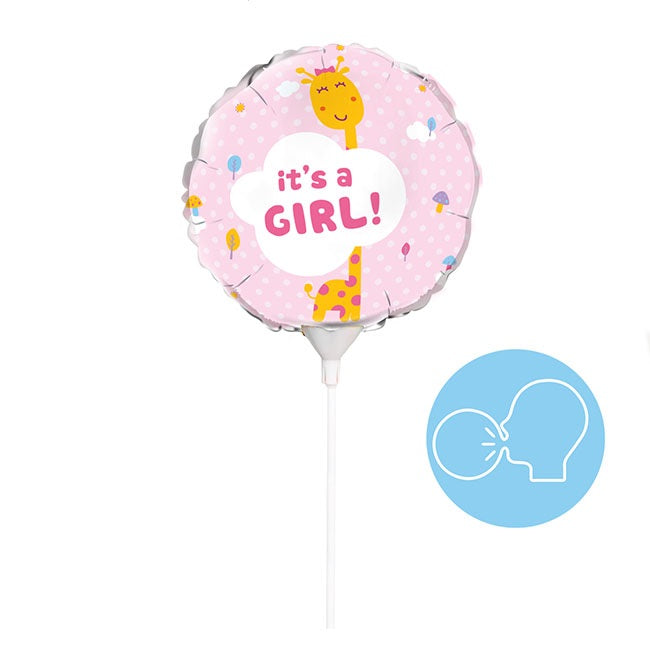 Foil Balloon 9" (22.5cmD) Giraffe It's a Girl