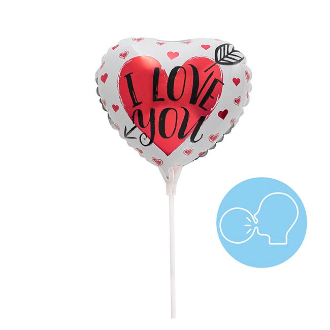 Foil Balloon 9" (22.5cmD) I Love You Arrow White